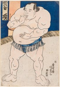 大相撲の力士、板東の肖像。歌川国貞（1786-1865）の版画 作： Utagawa Kunisada