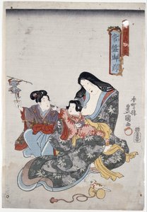 常盤御前とその子供たち パー 国貞（三代目豊国）、歌川（1786-1865）。 作： Utagawa Kunisada