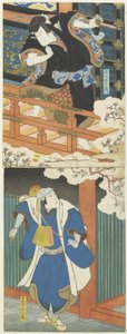 (Nakamura Utaemon II as Ishikawa Goemon, Mimasu Daigoro_ IV as Mashiba Hisayoshi) 作： Utagawa Hirosada