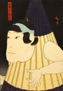 アンブレラ モンスターの役を演じる正体不明の俳優。 1852年。 作： Utagawa Hirosada