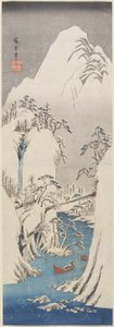 （雪の中の木曽峡谷）c。 1840-1842