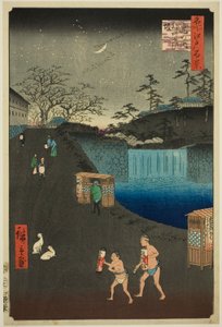 青い Ｓぉペ、 王ツィで トラ が手 （虎ノ門ー外 葵坂）、 ｆろｍ テェ セリエｓ ”尾根 分ｄレｄ ファもうｓ ヴィエｗｓ おｆ 江戸 （名所 江戸 百景）” 作： Utagawa Hiroshige