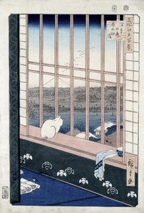 「明照江戸百景」シリーズ「おちんちん祭り」浅草田1861年（色木版）