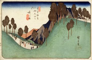 柏街道六十九駅からの芦田c.1838（木版カラープリント） 作： Utagawa Hiroshige