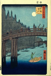 京橋の竹林。名所江戸百景c。 1858 作： Utagawa Hiroshige
