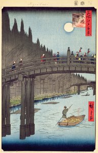 竹庭、京橋、江戸百景江戸時代・安政時代No.76 1857年発売（カラー木版） 作： Utagawa Hiroshige