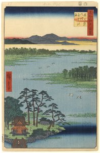 弁天神社井の頭池名所江戸百景1887年1856年（版画） 作： Utagawa Hiroshige