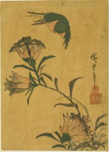 鳥とリンドウ