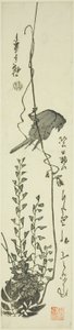 カナリアと藤 作： Utagawa Hiroshige