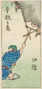 伊予の国カモ獲り（伊予、おこしのかも） 「くにづくしはりまぜずえ」シリーズ 16枚 作： Utagawa Hiroshige