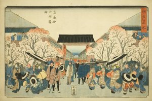 チェッｒｙ Ｂぉっ粗ｍ せ朝臣 あｔ 中のチョ 員 テェ 吉原 （吉原 中のチョ 桜 時）、 ｆろｍ テェ セリエｓ ”ファもうｓ Ｐァ背ｓ 員 江戸 （江戸 名所）” 作： Utagawa Hiroshige