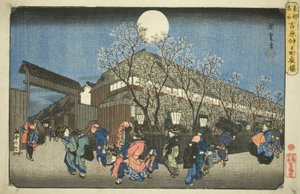 連載「東都名所」より 吉原中之町夜桜（吉原中之町夜桜） 作： Utagawa Hiroshige