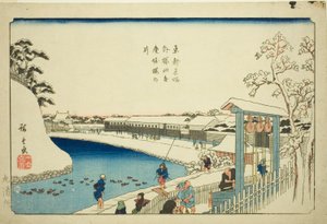 Cherry Well on the Benkei Moat outside Sakurada (Soto Sakurada Benkeibori sakura no i), from the series "Famous Places in the Eastern Capital (Toto meisho)" 作： Utagawa Hiroshige