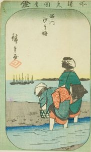 品川の干潮潮干狩り（品川潮干狩り） 「江戸名所はりまぜ図会」連載の一部 作： Utagawa Hiroshige