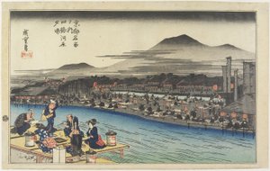 四条川岸の夕方の冷房c。 1834
