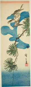カッコウ、松枝、満月 作： Utagawa Hiroshige