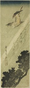 雨の中で飛ぶカッコウ 作： Utagawa Hiroshige