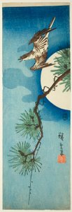 カッコウと松の枝と満月 作： Utagawa Hiroshige