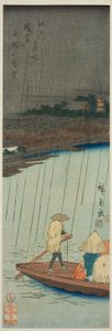 江戸名所図会 浅草川から金龍山遠望 作： Utagawa Hiroshige
