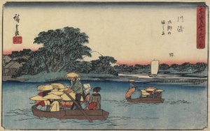 Ferry at Rokugo_, Kawasaki, 1841-1842