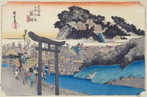 藤沢：「東海道五十三次」シリーズ、慈宗寺の遊行寺（しょうじょうこじ）、c.1834-35（木版画）