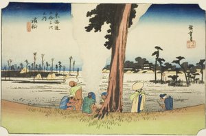 Hamamatsu: Winter Scene (Hamamatsu, fuyugare no zu), from the series "Fifty-three Stations of the Tokaido (Tokaido gojusan tsugi no uchi)," also known as the Hoeido Tokaido 作： Utagawa Hiroshige