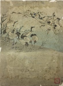 草の中のサギ 作： Utagawa Hiroshige