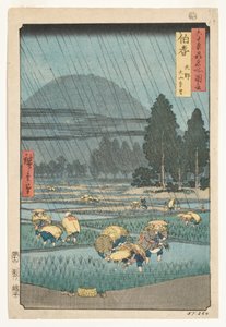 大野法起、大山岳遠望、1853年（版木） 作： Utagawa Hiroshige