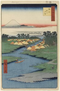 堀江とねこざね、江戸百景1896年（版画） 作： Utagawa Hiroshige