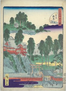 名所江戸図鑑 ?寺の祠 作： Utagawa Hiroshige