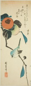 メジロと柿 作： Utagawa Hiroshige