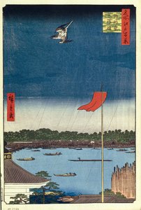 駒形ホールと吾妻橋江戸百景1856-1858 作： Utagawa Hiroshige