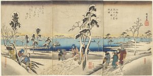 Koto meisho Sumida-gawa yuki-mi no zu san-mai tsuzuki 作： Utagawa Hiroshige