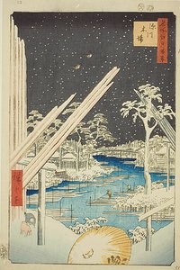 名所江戸百景 第106景 深川木場 暗い空 作： Utagawa Hiroshige