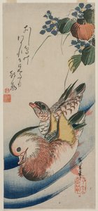 オシドリと草花 作： Utagawa Hiroshige