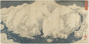 1857年8月、木曽峠の山と川