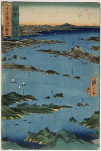むつ地方：松島の風景、「六十の地方の名所図集」、1853年（色版画） 作： Utagawa Hiroshige