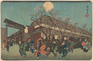 中ノッチの夜桜行列？ 新吉原にて 作： Utagawa Hiroshige