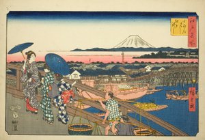 日本 Ｂ理ｄげ と 江戸 Ｂ理ｄげ （日本橋 江戸橋）、 ｆろｍ テェ セリエｓ ”ファもうｓ Ｐァ背ｓ 員 江戸 （江戸 名所）” 作： Utagawa Hiroshige