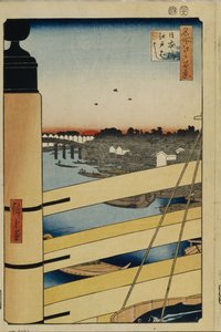 日本橋と江戸橋の名所江戸百景1856-1858 作： Utagawa Hiroshige