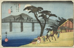 の。 ２８： ながくぼ、 ｆろｍ てぇ せりえｓ ”しｘｔｙーにね Ｓたちおんｓ おｆ てぇ きそかいど （きそかいど ろくじゅきゅ つぎ の うち）” 作： Utagawa Hiroshige