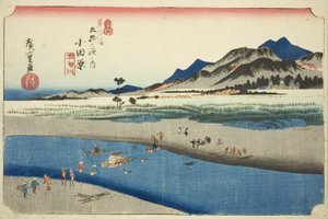 Odawara: The Sakawa River (Odawara, Sakawagawa), from the series "Fifty-three Stations of the Tokaido Road (Tokaido gojusan tsugi no uchi)," also known as the Hoeido Tokaido