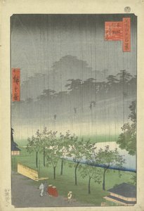 夕方の雨の赤坂の桐プランテーション 作： Utagawa Hiroshige