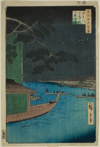 Pine of Success and Oumayagashi at Asakusa River (Asakusagawa shubi no matsu Oumayagashi), from the series "One Hundred Famous Views of Edo (Meisho Edo hyakkei)" 作： Utagawa Hiroshige