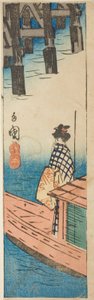 両国橋の遊覧船（両国すずみぶね） 「名所江戸名所切絵（はりまぜことめいしょう）」の一部 作： Utagawa Hiroshige