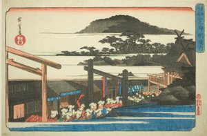 「東都名所」より 芝神明神社の境内 作： Utagawa Hiroshige