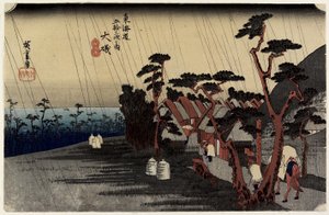 トラ姫の雨、O_iso、c。 1833 作： Utagawa Hiroshige