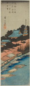 Rain at Azuma Bridge below Kinryuzan Temple in Asakusa (Asakusa Kinryuzan shita Azuma Bashi uchu bo), from the series "Famous Views of the Eastern Capital (Toto meisho)" 作： Utagawa Hiroshige