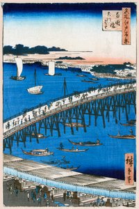 両国橋の河岸 名所江戸百景 1856-1858. 作： Utagawa Hiroshige