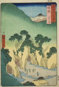 「六十余州名所図会」より 佐渡金山（佐渡金山）